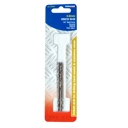 Cobalt Jobber Drill 4.0mm Ground Toolpak Pack of 2 